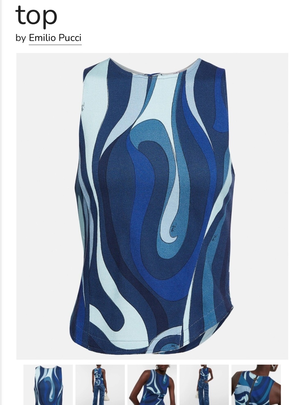 Authentic Emilio Pucci Abstract Blue Wave Tank Top